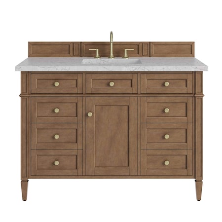 James Martin Vanities Brittany 48" Single Vanity, Pecan w/ 3 CM Eternal Jasmine Pearl Silestone Top 655-V48-PCN-3EJP