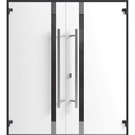 Vdomdoors Front Exterior Prehung Aluminum Double Doors Ronex1011 Grey Mirrored Clear Glass Entry Metal Modern RONEX1011DEXD-GRE-W72xH80-LH-O