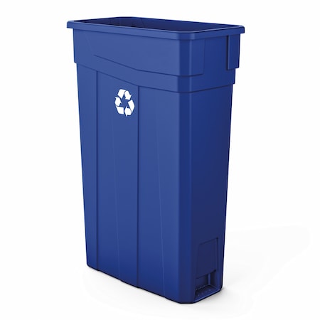 Suncast Commercial 23 GALLON SLIM TRASH CAN, BLUE, WITH RECYCLE LOGO TCN2030BLR