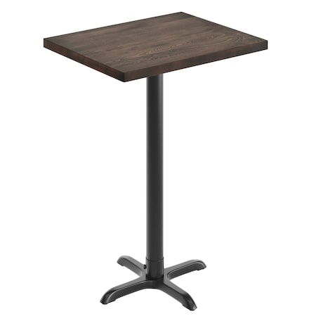 Flash Furniture Bennett 24 in x 30 in Solid Wood Indoor Tabletop in Dark Brown with 22 in x 22 in Bar Height GSF-REC2430-DKBRN-T2222B-GG