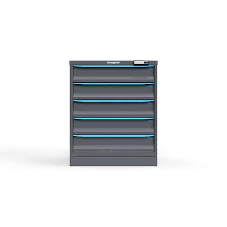 Strong Hold 5 drawer cabinet - (5x 5ft) - Blue accents - E-Lock w/ Tracking S3036-PPTAS-0502FS