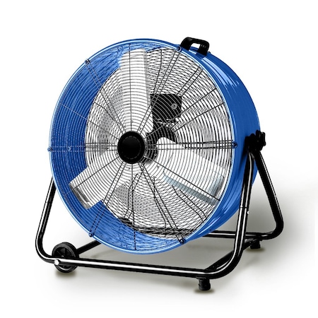 Edendirect 24 in 3-Speed Industrial Drum Fan in Blue, with 360 Deg Adjustable Tilt, with Rolling Casters ZRFGD-24T-Blue