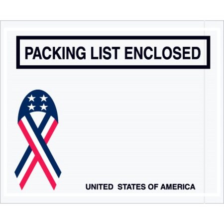 Box Packaging Panel Face Envelopes, USA Ribbon inPacking List Enclosedin Print, 5-1/2inx4-1/2in, 1000/Pk PL466