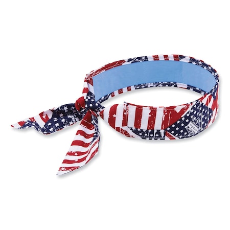 Ergodyne Chill-Its 6700CT Cooling Bandana PVA Tie Headband, One Size Fits Most, Stars and Stripes 12561
