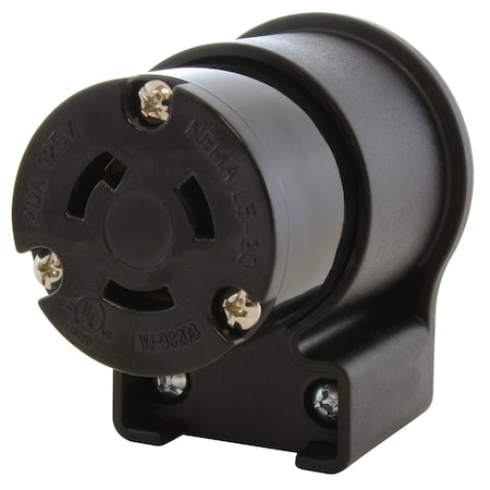 Ac Works Right Angle L5-20R Connector, 20A 125V Locking Female, Industrial Grade ASEL520R