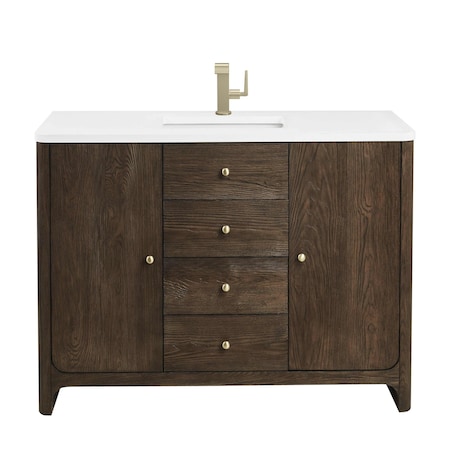 James Martin Vanities Gracyn 48 in. Single Vanity, Sable, w/ 3 CM White Zeus Quartz Top D125-V48-SBL-3WZ