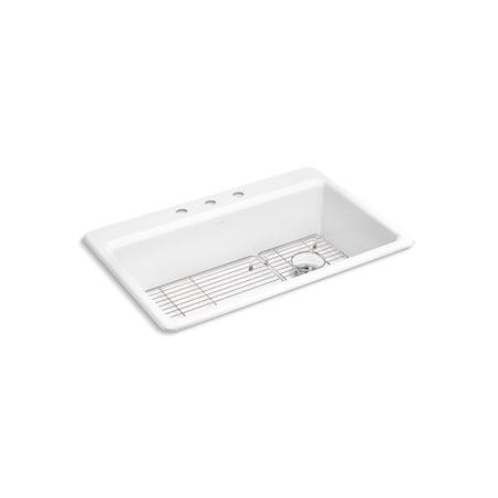 Kohler Riverby 33 3-Hole top-mount single-bowl kitchen sink in White 5871-3A1-0