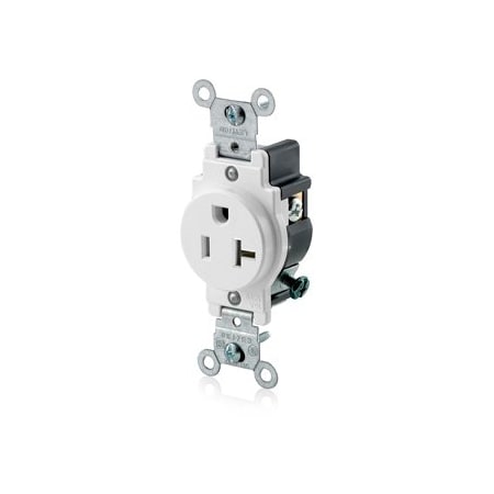 Leviton Commercial Grade Single Receptacle, 20 Amp, 125 Volt 5801-W