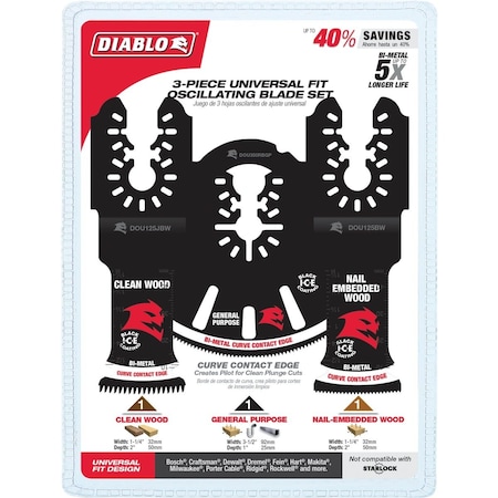 Diablo Universal Fit Bi-Metal Oscillating Blade Set, 3-Piece DOU3BS
