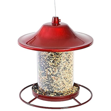 Perky-Pet Panorama Bird Feeder, 9 in H, Perch, 2 lb, Red, Powder-Coated Red Sparkle 312R