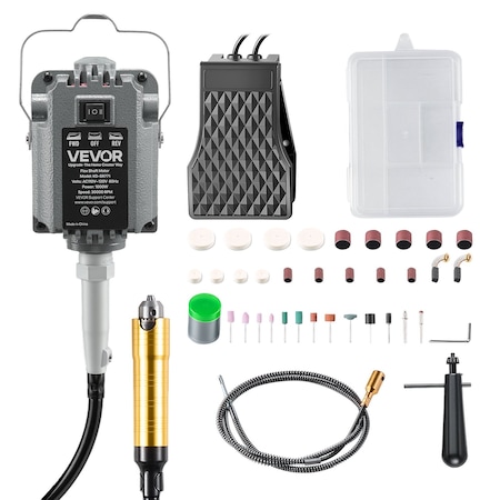 Vevor Flex Shaft Grinder 1000W 30000RPM Flex Shaft Rotary Tool 74PCS Accessories KD-SR771