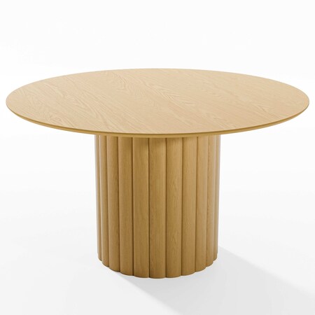 Homeroots 52" Brown Solid Wood Pedestal Base Round Top Dining Table 720988