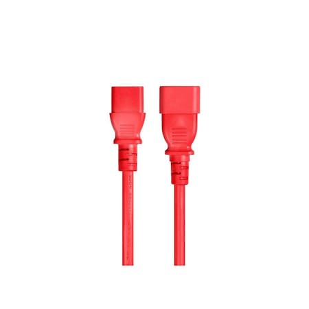 Monoprice SVT; SJT Extension Cord, 18 AWG, Indoor, 18/3, 1 Outlets, IEC 60320 C13, Red, IEC 60320 C14, 3 ft 33612