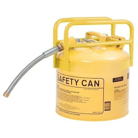 Eagle Mfg Type II Safety Can, Galvanized Steel, 5 gal, 5/8 in Metal Hose, DOT Transport, Yellow, Diesel 1215SX5Y