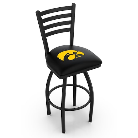 Holland Bar Stool Co 25" Blk Wrinkle Iowa Swivel Bar Stool, Ladder Back L01425IowaUn