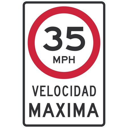 Lyle Velocidad Maxima (Maximum Speed) 35MPH, 24x36, High Intensity Prismatic, White G-14336-HI_24x36