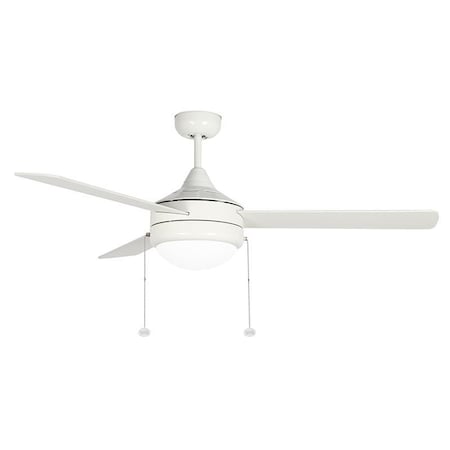 Westgate 52in 3-BLADE CEILING FAN AND LIGHT 3CCT 19W INTEG. LED PULL CH. WHITE AND WHITE BLADES, 20W WFL-112-PC-3B-52-MCT-WH-WH
