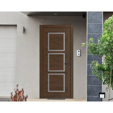 Vdomdoors Front Exterior Prehung Metal-Plastic Door, Manux 8661 Walnut, Office Commercial and Residential Doo MANUX8661EXD-WLN-W36xH80-LH