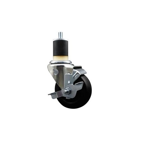 Service Caster 3.5'' Soft Rubber Swivel 1-7/8'' Expanding Stem Caster with Brake SCC-EX20S3514-SRS-TLB-178
