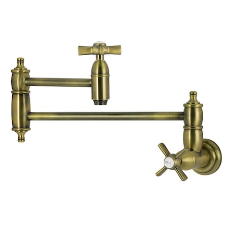 Kingston Brass Wall Mount Pot Filler Faucet, Antique Brass KS3103ZX