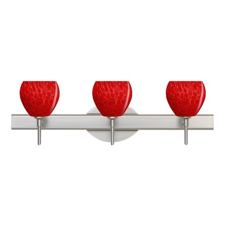 Besa Lighting Besa, Tay Tay Vanity, Red Cloud, Satin Nickel Finish, 3x5W LED 3SW-5605RC-LED-SN