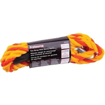Prosource Tow Rope, 3/4 in Dia, 14 ft L, Spring Hook End, 2266 lb Working Load, Polypropylene FH64067