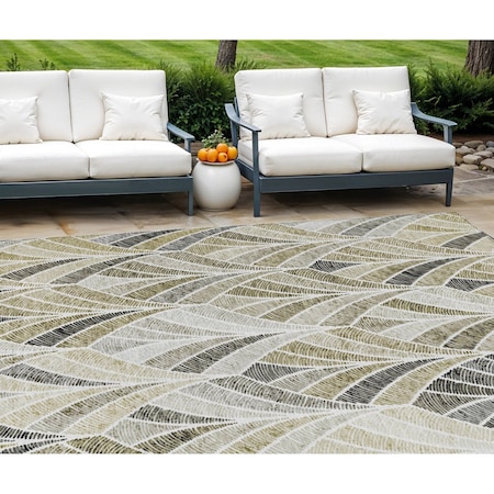 Homeroots 9' X 12' Taupe Ivory And Brown Geometric Washable Indoor Outdoor Area Rug 589252