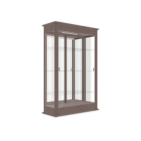 Ghent Varsity Wood Display Case, Lighted, Driftwood Oak, Mirror Back, 77''H x 48''W x 18''D 691K-MB-DK