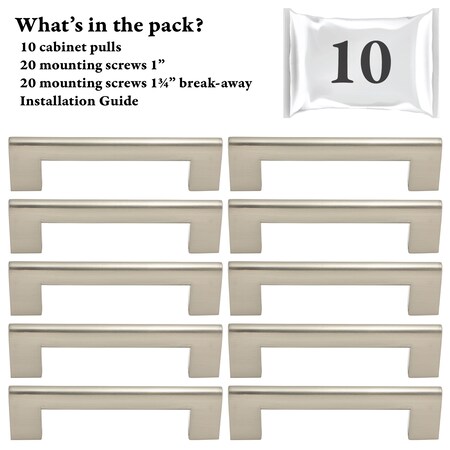 Designperfect 3-3/4'' Center-to-Center Bar Pull, 10PK DPA10S103SNB