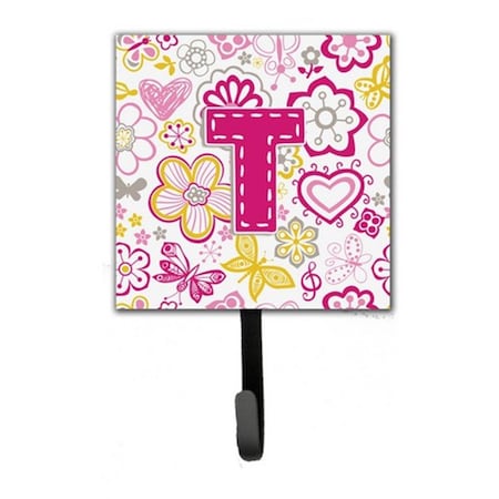 Carolines Treasures Letter T Flowers And Butterflies Pink Leash and Key Holder CJ2005-TSH4