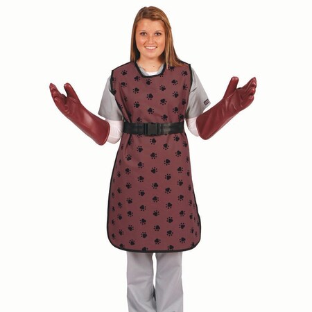 Jorgensen Laboratories X-ray Apron w/ Quick Release - Small Burgundy w/ Black Paws J0676M