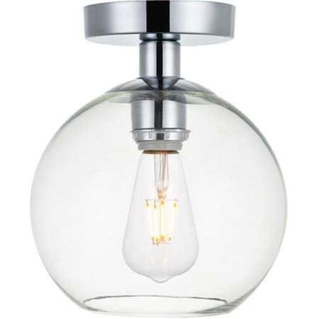 Living District Baxter 1 Light Flush Mount Ceiling Light with Clear Glass, Chrome LD2204C