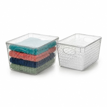 Azar Displays Diamond Tote with Lid, Large, 2PK 556913-2PK