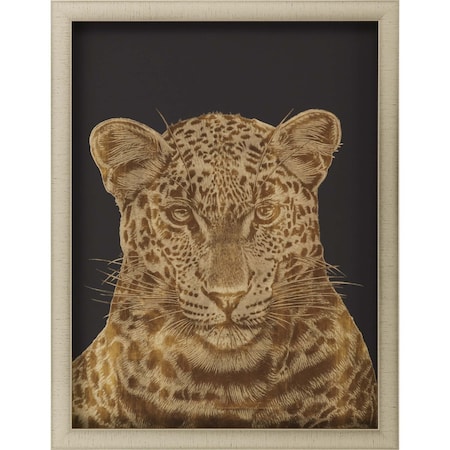 Homeroots Leopard Portrait Gold Framed Print Wall Art 526936
