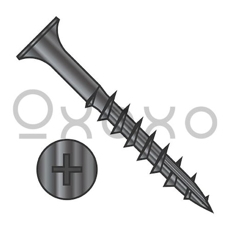 Oxoxo 6-13X1 1/4 Phil Flat No Nibs Deep Thread Wood Screw Type 17 point 2/3 Thread Black Oxide, 8000PK 559113