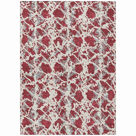 Homeroots 8' X 10' Burgundy And Ivory Abstract Washable Indoor Outdoor Area Rug 614140