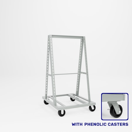Pucel Double Sided A-Frame Truck, 35 in W x 40.5 in D x 65.5 in H, 8 in Casters, Putty D-AFT-8P