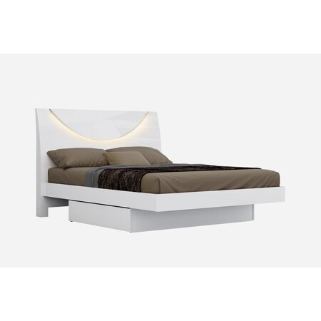 Homeroots White Solid Wood King Bed Frame 366255