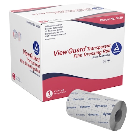 Dynarex View Guard Transparent Film Dressing Roll, 4"x11 Yards, 12PK 3640