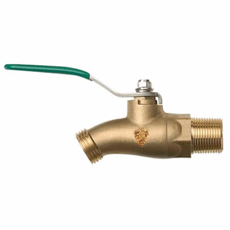 Tool Time 251BVLF 0.5 in. Male Iron Pipe x 0.75 in. Hose Thread Ball Valve TO2671894
