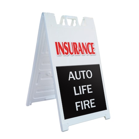 Signmission Insurance Auto Life Fire, A-Frame & 2 Sign Inserts, Heavy-Duty Plastic Frame SBHD-C-2436-Insurance Auto Life Fire