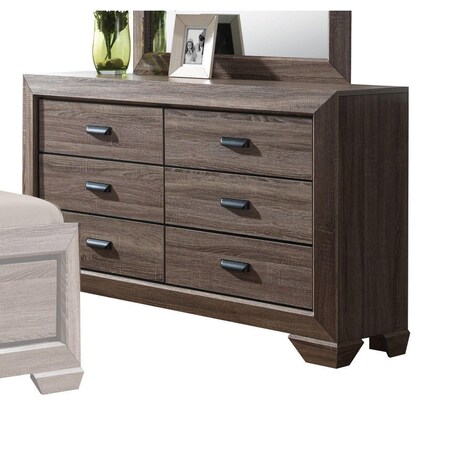 Homeroots 59" Gray Six Drawer Double Dresser 490472