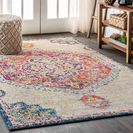 Jonathan Y Bohemian FLAIR Boho Vintage Medallion Cream/Orange 3 ft. x 5 ft. Area Rug BMF101A-3