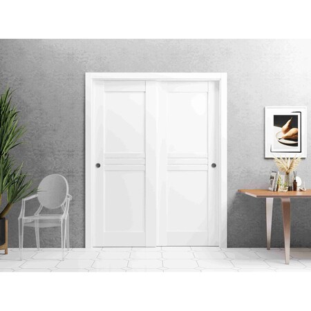 Vdomdoors Closet Bypass Interior Door, 36" x 80", White MELA7444DBD-WS-36