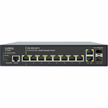 Luxul 12-PORT (8 POE+) 1G MANAGED SWITCH NA SW-505-8P-F