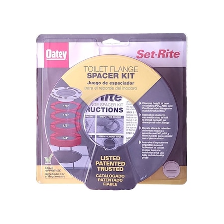 Set-Rite Toilet Flange Spacer Kit Includes Four Spacer Sizes Red 43406