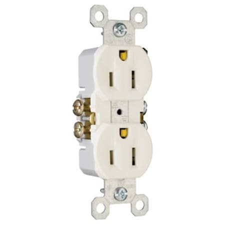 Legrand Straight Blade Receptacle, 5-15R, 15 A, 125V AC, 2 Pole, 3 Wire 3232LATU