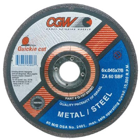 Cgw Abrasives 5 Inchx.045 Inchx7-8 Inch T27 Za60-S-Bf Quickie C.O. Whl 421-45005