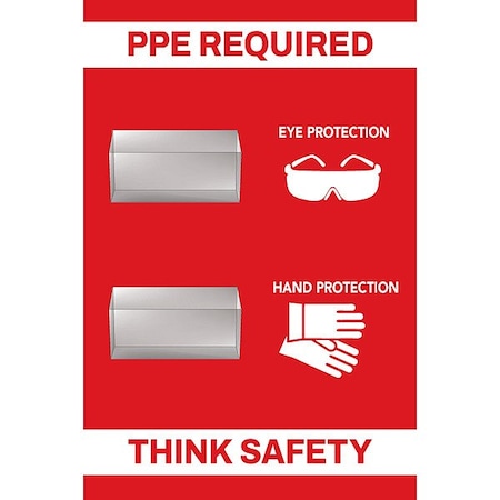 Visual Workplace PPE Shadow Board, Red, 24 in H 30-1910-3624-P52301