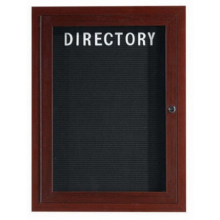 Aarco Enclosed Letter Board Directory w/ Aluminum Walnut Wood Look Finish Frame, 24''Hx18''W, 1 Door Unit ADCWW2418R